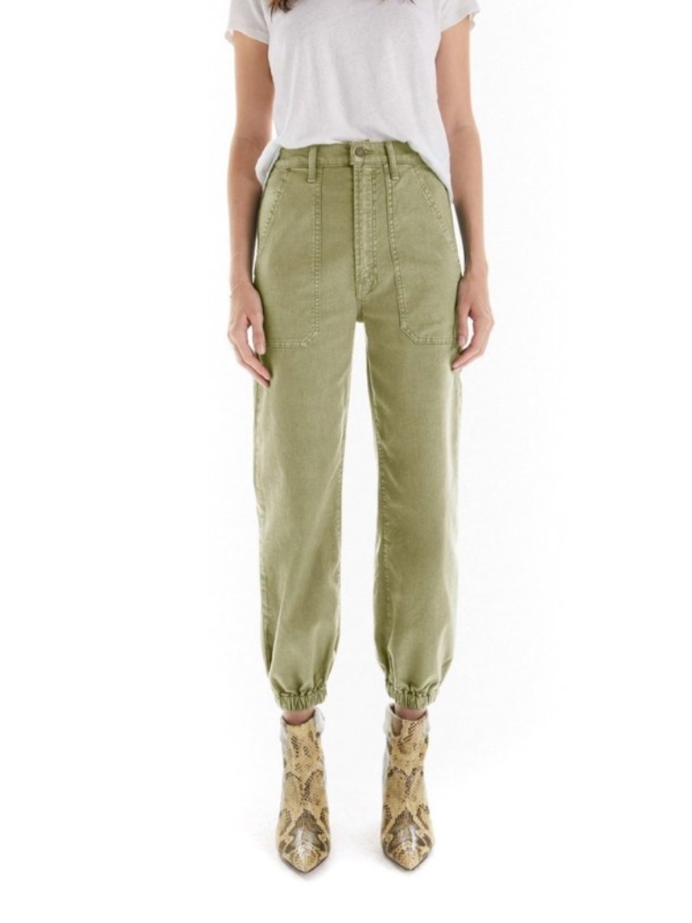MOTHER Wrapper Patch Springy Ankle Jeans – Avocado – Size 24